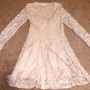 pink lace mini dress